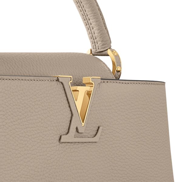 LOUIS VUITTON Capucines MM Handbag with Gold Hardware, Medium, Women's, Gray