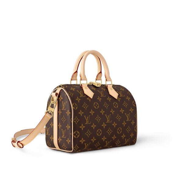 LOUIS VUITTON Speedy 25 Detachable and Adjustable Shoulder Strap Monogram-Printed Canvas Crossbody Handbag for Women, Brown