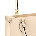 LOUIS VUITTON ONTHEGO PM Detachable and Adjustable Shoulder Strap Embossed Grained Calfskin Tote Bag, Small, Women's, Cream White