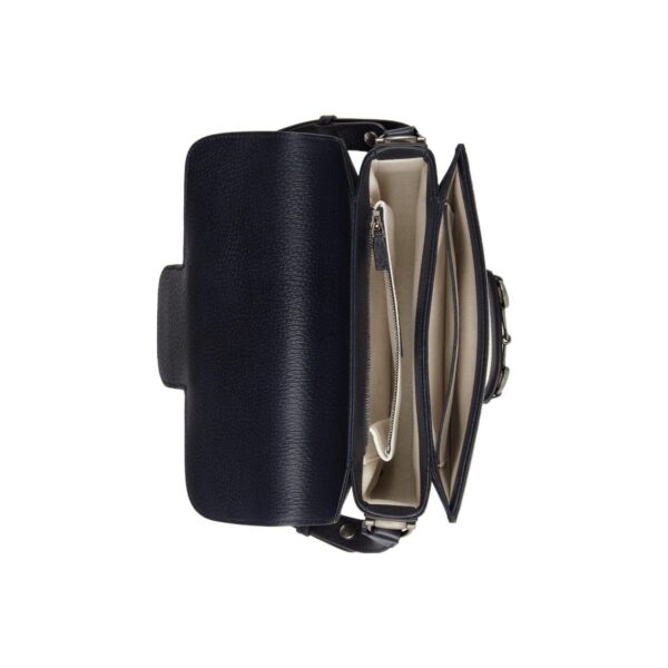 Gucci Horsebit 1955 vintage silver buckle horse bit buckle aged logo canvas patchwork leather trim handbag messenger bag small unisex