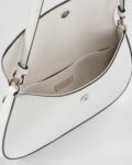 Prada Cleo Small Gloss Leather Flip Shoulder Bag  white