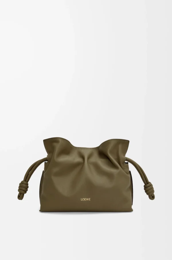 Mini Flamenco clutch in nappa calfskin Dark Khaki Green