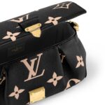 LOUIS VUITTON Favorite Oversized Monogram-Embossed Pouch, Soft Grained Calfskin, Handheld/Shoulder Bag, Women's, Black and Off-White
