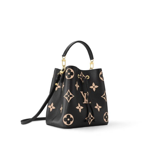 LOUIS VUITTON NÉONOÉ MM Monogram Print Grained Calfskin Medium Bucket Bag for Women, Black