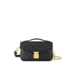 LOUIS VUITTON Pochette Metis East West Embossed Soft Grained Calfskin Small Messenger Bag Crossbody Bag for Women, black