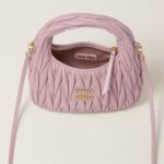 Wander Matelassé Soft Lamb Nappa Small Crescent Moon Bag Snow Pink