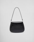 Prada Cleo Small Gloss Leather Flip Shoulder Bag black