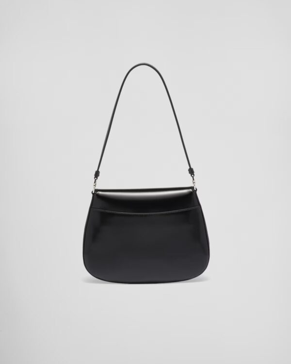 Prada Cleo Small Gloss Leather Flip Shoulder Bag black