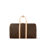 LOUIS VUITTON Keepall 45 Classic Monogram Print Monogram Canvas with Leather Trim Travel Bag  Brown