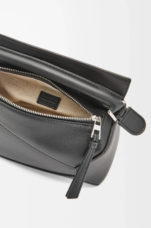 Mini Puzzle Edge bag in classic calfskin Black