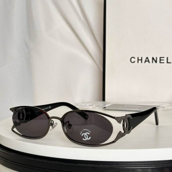 Chanel Slim Oval Metal Frame Sunglasses – Signature Double CC Luxury