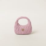 Wander Matelassé Soft Lamb Nappa Small Crescent Moon Bag Snow Pink