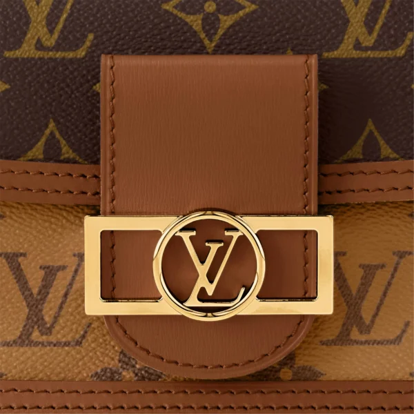LOUIS VUITTON Dauphine Chain Wallet, Monogram Chain, Coated Canvas with Leather Trim, Dauphine Handbag, Medium, Women's, Brown