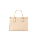 LOUIS VUITTON ONTHEGO PM Detachable and Adjustable Shoulder Strap Embossed Grained Calfskin Tote Bag, Small, Women's, Cream White