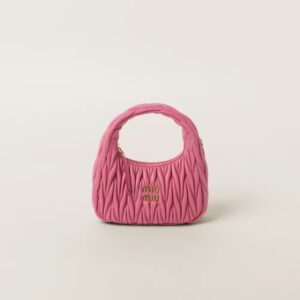 Wander Matelassé Soft Lamb Nappa Small Crescent Moon Bag Peach Blossom Pink