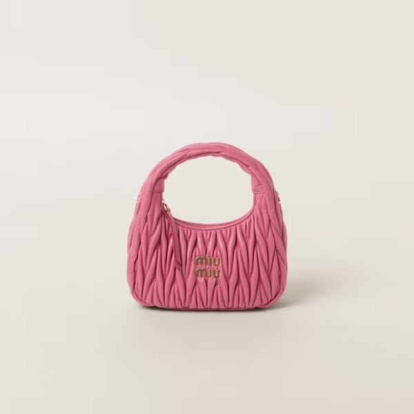 Wander Matelassé Soft Lamb Nappa Small Crescent Moon Bag Peach Blossom Pink