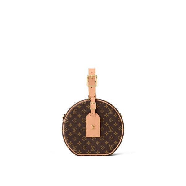 LOUIS VUITTON Petite Boite Chapeau Monogram All-Over Print Single-Compartment Round Clutch, Coated Canvas and Leather, Shoulder/Handbag, Women's, Brown