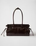 Prada Bonnie Medium Leather Handbag Dark brown