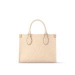 LOUIS VUITTON ONTHEGO PM Detachable and Adjustable Shoulder Strap Embossed Grained Calfskin Tote Bag, Small, Women's, Cream White