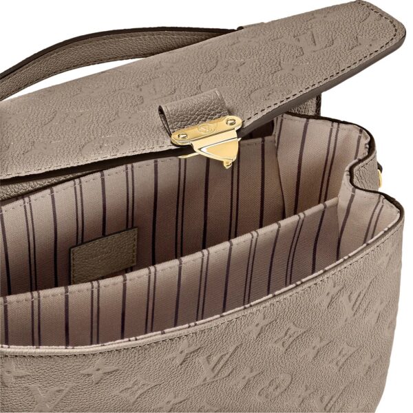 LOUIS VUITTON Pochette Metis letter embossed lock buckle opening and closing leather mailman bag, single shoulder crossbody bag, women's grey