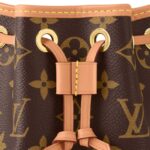 Louis Vuitton Noé Mini Bucket Bag for Women with Detachable and Adjustable Drawstring Strap, Brown Monogram, Calfskin