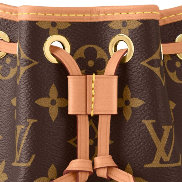 Louis Vuitton Noé Mini Bucket Bag for Women with Detachable and Adjustable Drawstring Strap, Brown Monogram, Calfskin