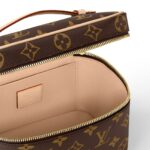 LOUIS VUITTON Nice Mini: Compact silhouette with embossed metal zipper pull, coated canvas, handbag, mini, women's, brown