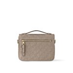LOUIS VUITTON Pochette Metis letter embossed lock buckle opening and closing leather mailman bag, single shoulder crossbody bag, women's grey