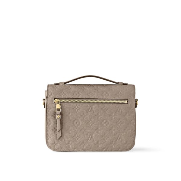 LOUIS VUITTON Pochette Metis letter embossed lock buckle opening and closing leather mailman bag, single shoulder crossbody bag, women's grey