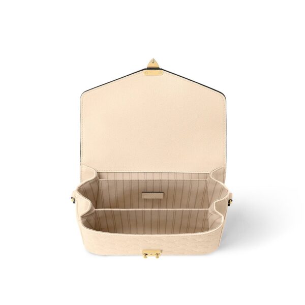 LOUIS VUITTON Pochette Metis letter embossed lock buckle opening and closing leather mailman bag, single shoulder crossbody bag, women's  cream color