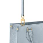 LOUIS VUITTON ONTHEGO PM Tote Bag with Detachable and Adjustable Strap, Embossed Grained Calfskin, Small, Women's, Light Blue