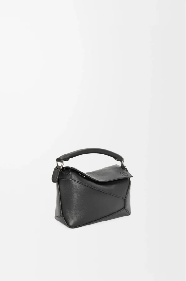 Mini Puzzle Edge bag in classic calfskin Black