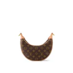 LOUIS VUITTON Loop Classic Monogram All-Over Print Chain Shoulder Strap Coated Canvas with Leather Trim Moon Bag for Women, Brown