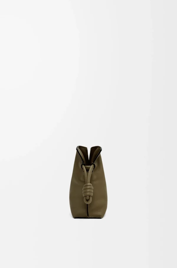 Mini Flamenco clutch in nappa calfskin Dark Khaki Green