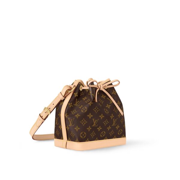 LOUIS VUITTON Petit Noé BB with gold hardware and drawstring closure, canvas and leather, crossbody bag for women, brown