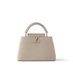 LOUIS VUITTON Capucines MM Handbag with Gold Hardware, Medium, Women's, Gray