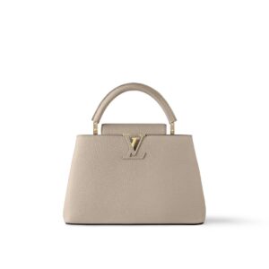 LOUIS VUITTON Capucines MM Handbag with Gold Hardware, Medium, Women's, Gray