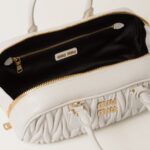 Arcadie Matelassé Large Soft Lamb Leather Handbag White