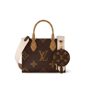 LOUIS VUITTON ONTHEGO PM Classic Monogram Canvas Coated Handbag/Shoulder Bag, Mini, Women's, Brown and Caramel