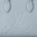 LOUIS VUITTON ONTHEGO PM Tote Bag with Detachable and Adjustable Strap, Embossed Grained Calfskin, Small, Women's, Light Blue