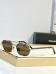 Prada Geometric Metal Aviator Sunglasses