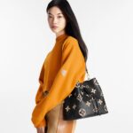 LOUIS VUITTON NÉONOÉ MM Monogram Print Grained Calfskin Medium Bucket Bag for Women, Black