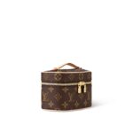 LOUIS VUITTON NICE NANO Classic Monogram Zip-Top Organizer, Coated Canvas with Leather Trim, Makeup Clutch, Women's, Brown