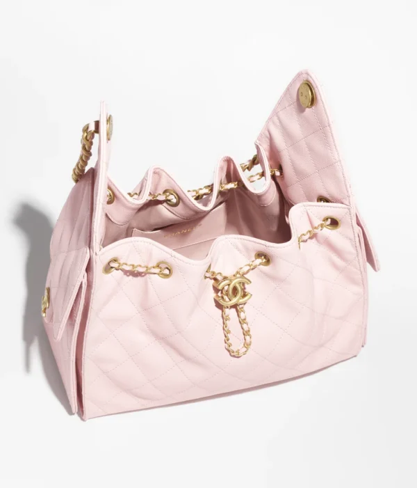 CHANEL 25Bag 25S, Quilted Leather Chain-Strap, Grainy Calfskin Single Shoulder Bag, Women's, pink
