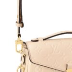 LOUIS VUITTON Pochette Metis East West Embossed Soft Grained Calfskin Small Messenger Bag Crossbody Bag for Women, cream color