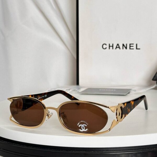 Chanel Slim Oval Metal Frame Sunglasses – Signature Double CC Luxury
