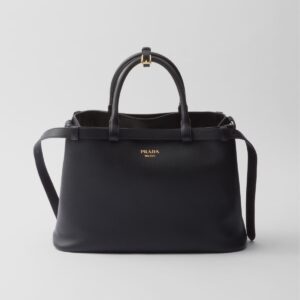 Prada Buckle Medium Leather Double-Belted Handbag