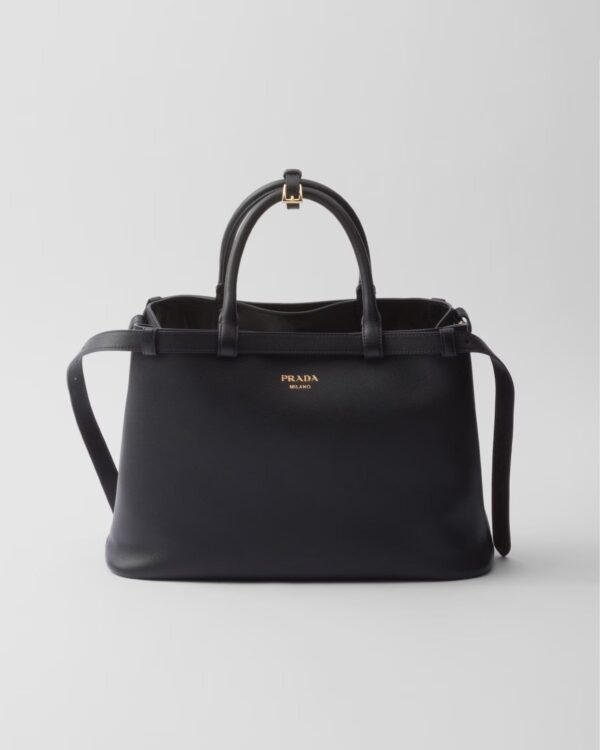 Prada Buckle Medium Leather Double-Belted Handbag