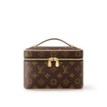LOUIS VUITTON Nice Mini: Compact silhouette with embossed metal zipper pull, coated canvas, handbag, mini, women's, brown
