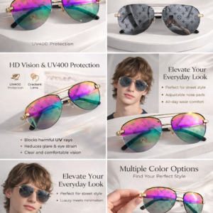 Luxury Rimless Aviator Sunglasses